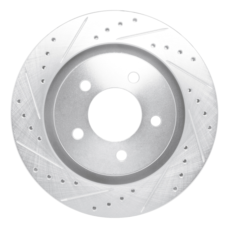 Chrysler Concorde Brake Rotor (1) - Front Left - R1 Concepts - Drilled & Slotted - Silver - `99-`04